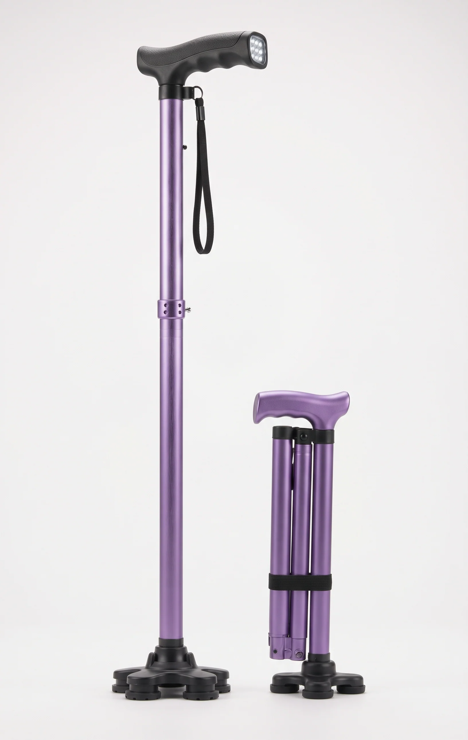Enjoycare Folding Quad-Base Walking Stick with LED Light – EK-818