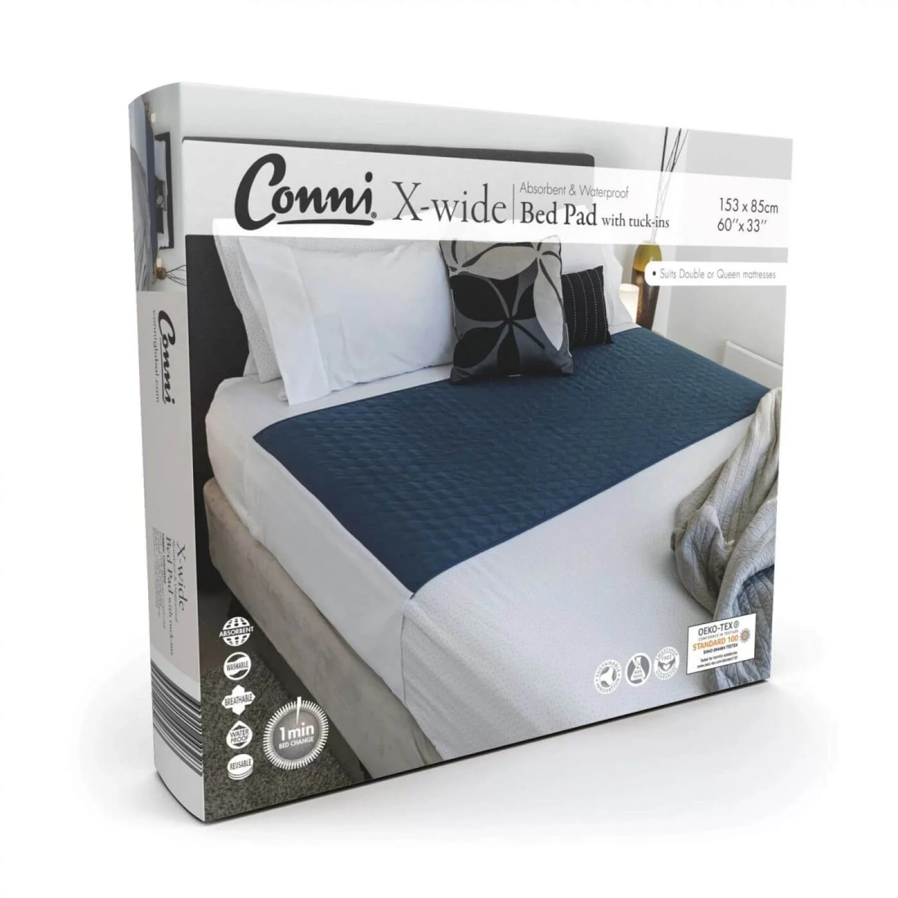 Conni Reusable X-Wide Bed Pad with Tuck-ins